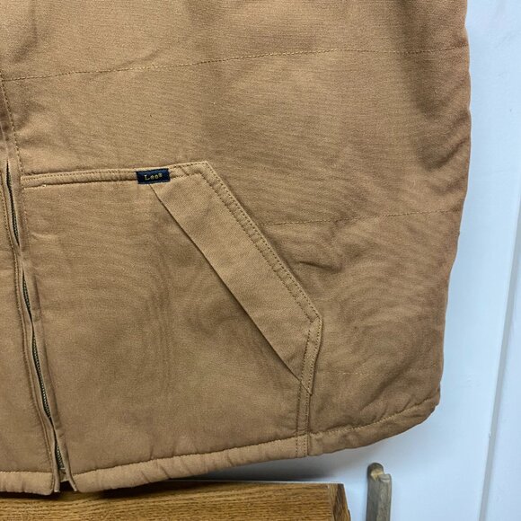 XXL Lee Men's Zip-Up Sherpa Lined Duck Canvas Workwear Vest Tobacco - Picture 4 of 9